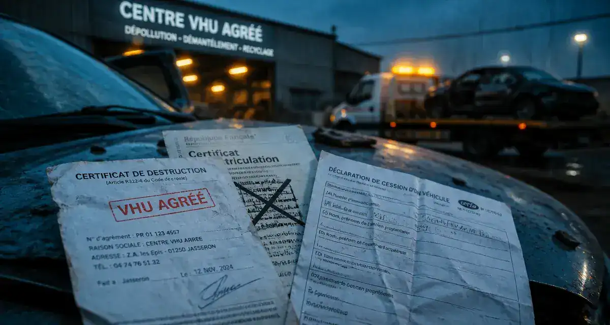 Reprise d'une voiture à la casse VHU agréé : dossier Cerfa et certificat de destruction