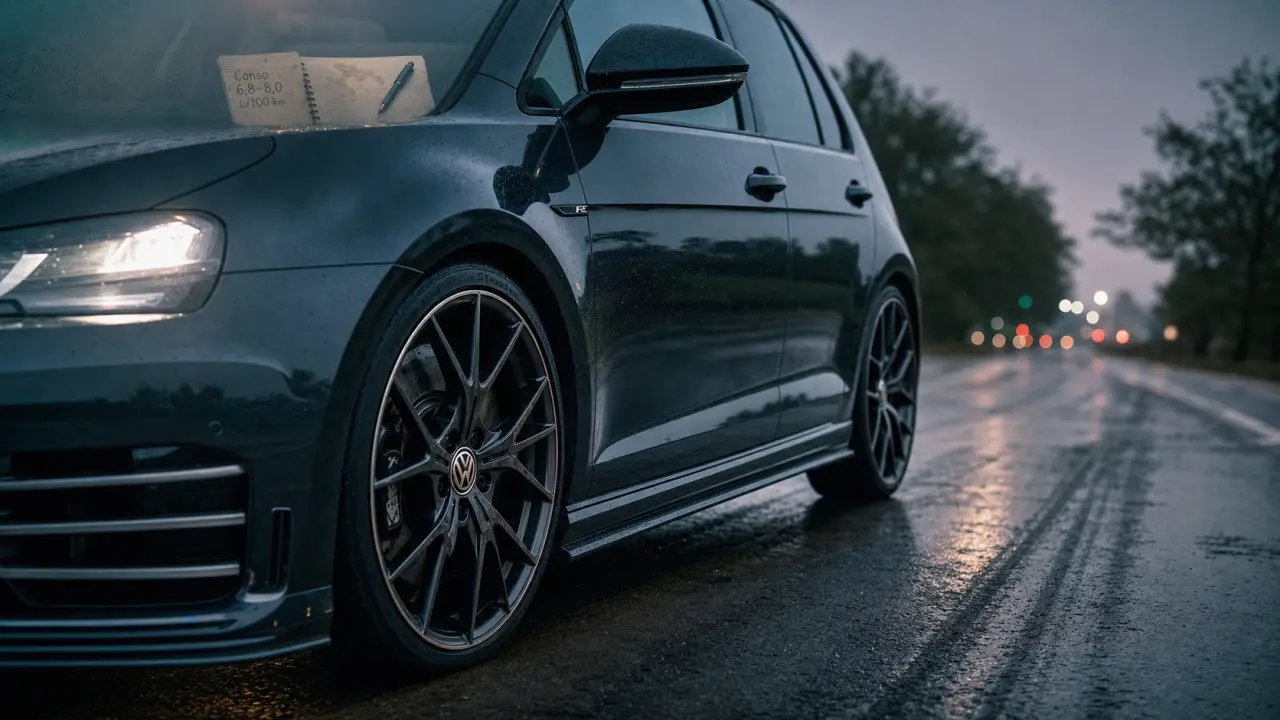 Golf 7 R consommation réelle 6,8 à 8,0 L/100 km sur route mouillée