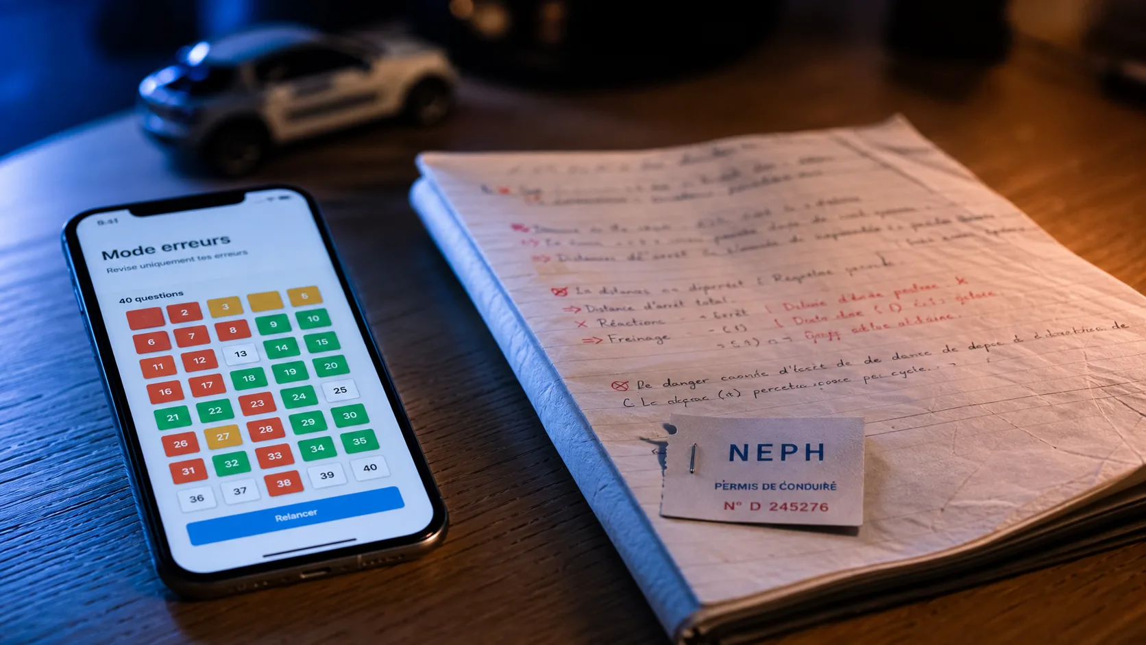 Meilleure application code de la route : mode erreurs et grille 40 questions