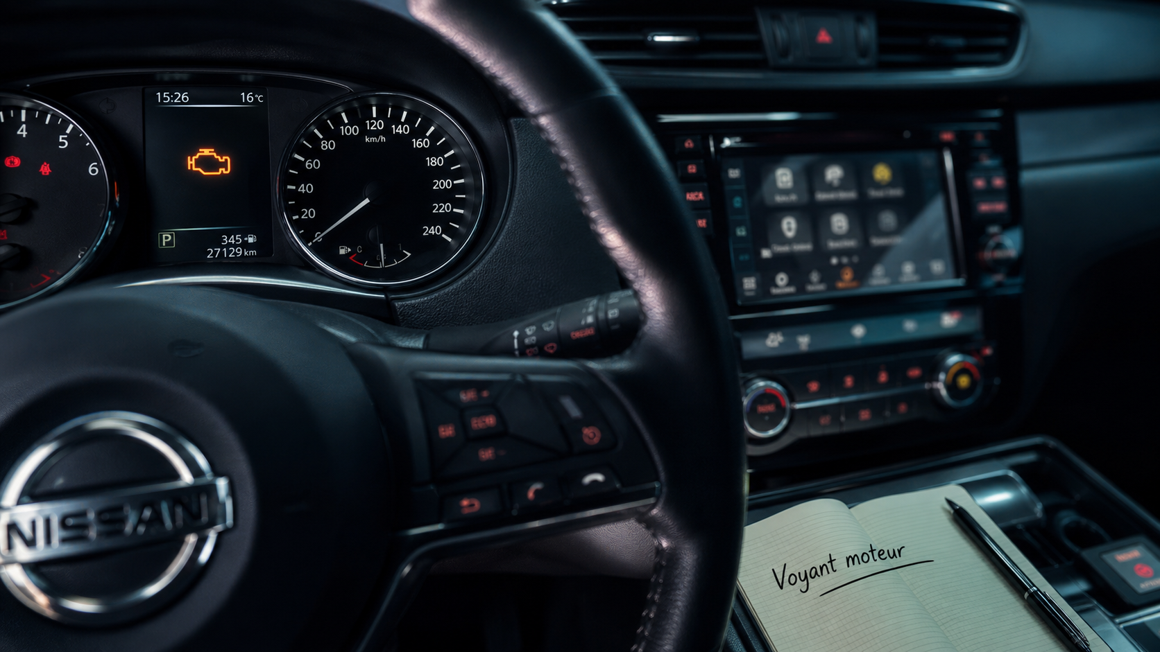 Signification voyant tableau de bord Nissan Qashqai : voyant orange moteur