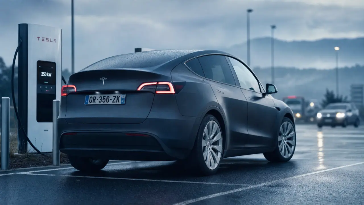 Tesla model y grande autonomie : 250 kW sur autoroute, 657 km WLTP