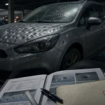 Voiture grelée : impacts de grêle sur capot et toit, dossier d’assurance