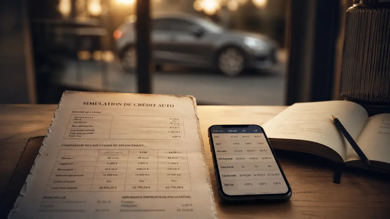 Catalogue crédit mutuel auto : dossier de simulation de crédit auto, smartphone LOA LLD