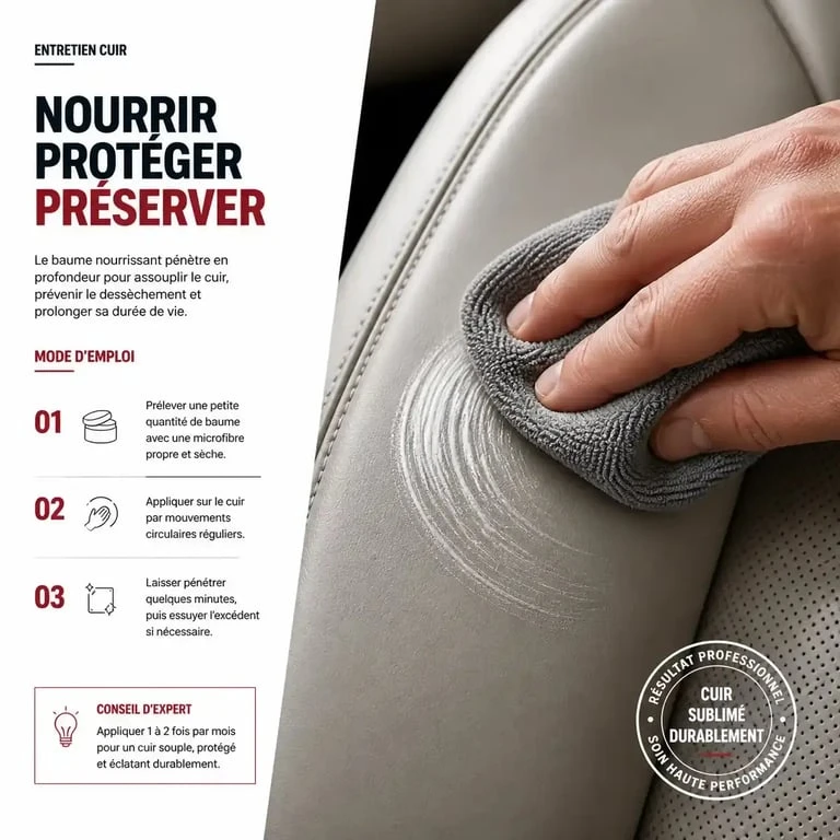 Technique d'application de produit nourrissant pour l'entretien cuir auto