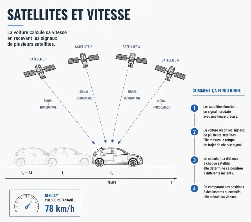 Schéma de fonctionnement d'un speedometer GPS pour voiture