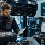 Entretien auto express : mécanicien diagnostic roue et devis en atelier