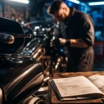 Moto Harley-Davidson occasion en contrôle avant achat, atelier