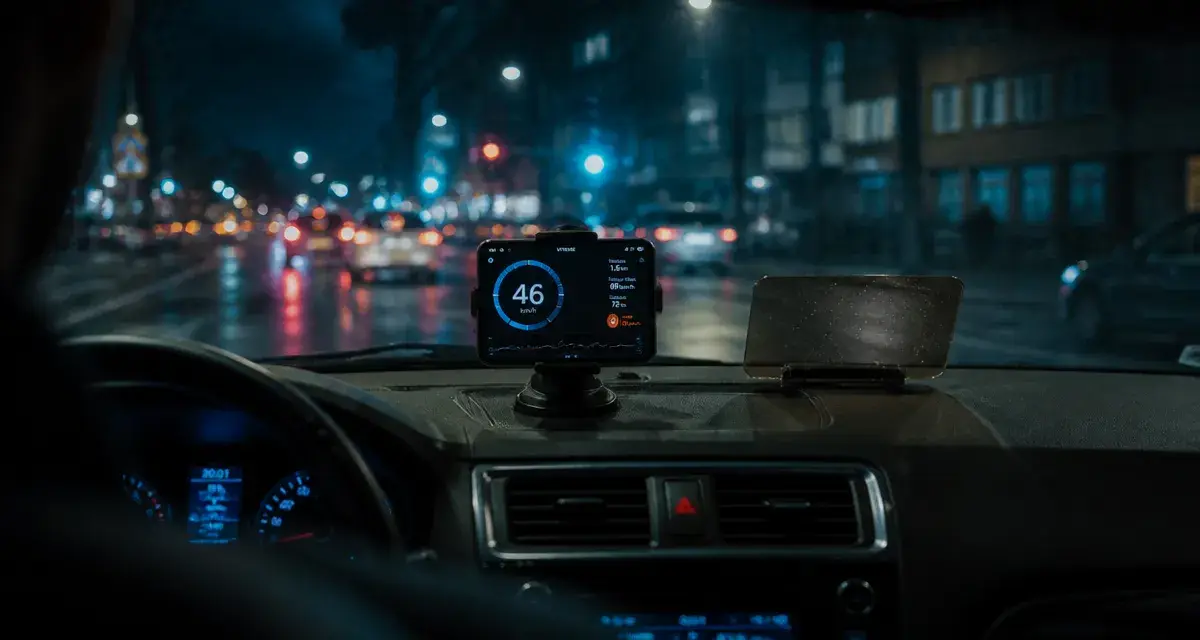 Speed meter for car : speedomètre GPS sur tableau de bord (km/h).