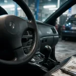 Voiture qui tremble au point mort au ralenti, vibration moteur visible au tableau de bord