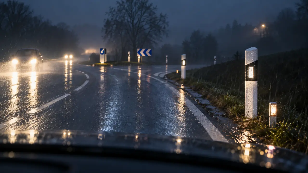 Code de la route les balises : J6 et catadioptres sous la pluie