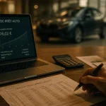simulation crédit agricole prêt auto sur ordinateur en showroom