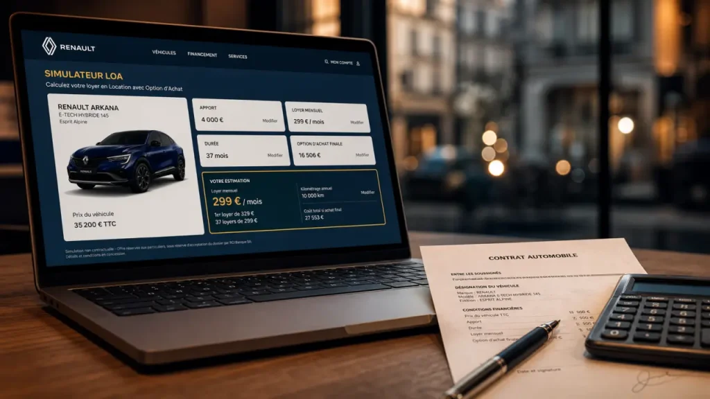 Apport, kilométrage, option d’achat : que révèle une simulation LOA Renault ?