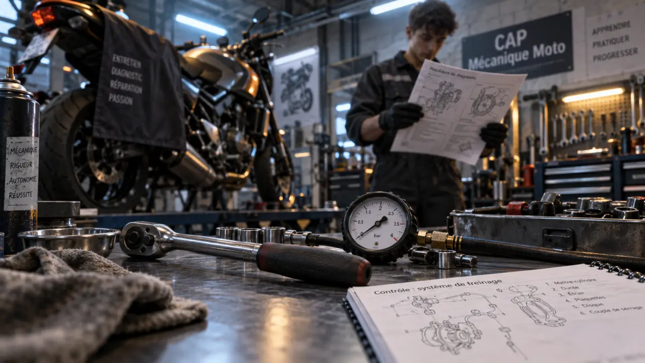 CAP mécanique moto : atelier moto et apprenant diagnostic