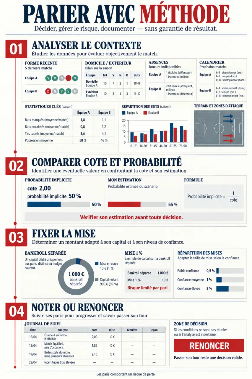 Méthode structurée pour optimiser ses paris sportifs avec statistiques, cotes et gestion de bankroll