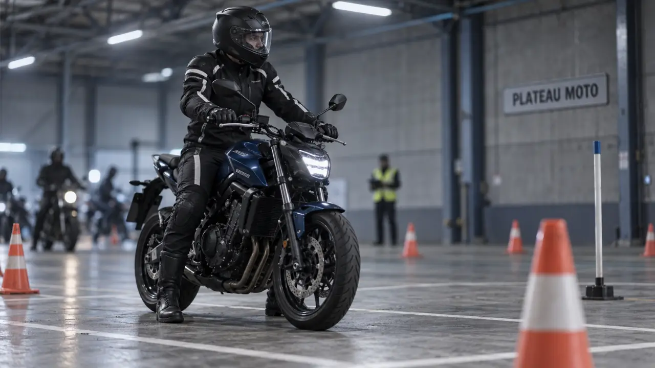 Permis moto le plateau : épreuve d’équilibre lente et maniabilité